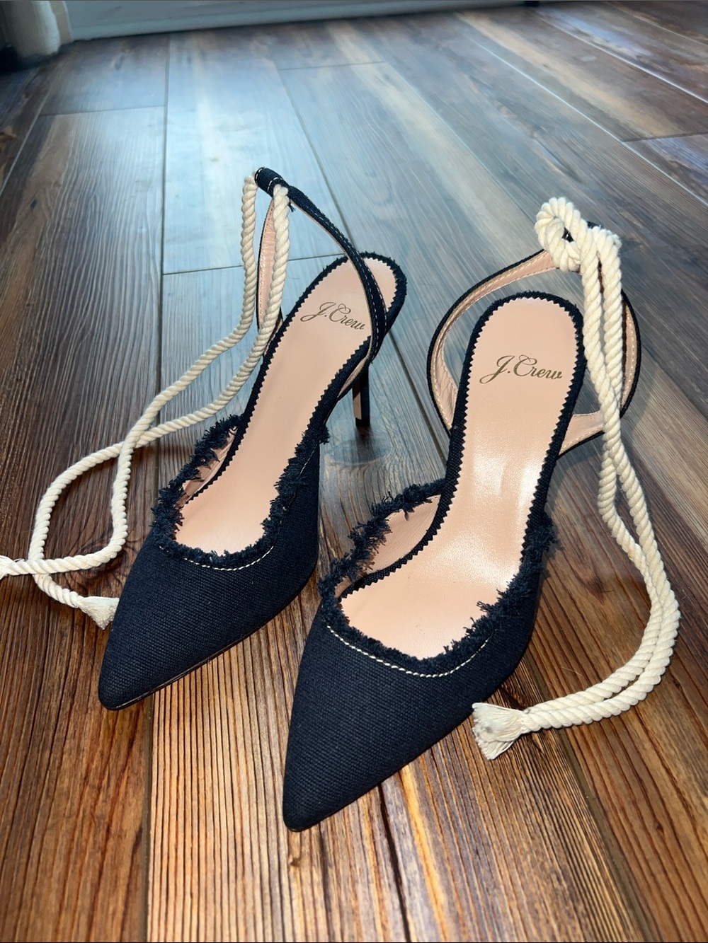 J Crew Elsie Canvas Pumps With Rope Tie Size 5.5 - Picture 2 of 6